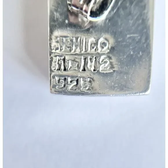 1960s Taxco TA-142 925 Silver & Black Onyx Baguette Rectangle Post Stud Earrings - Picture 8 of 8